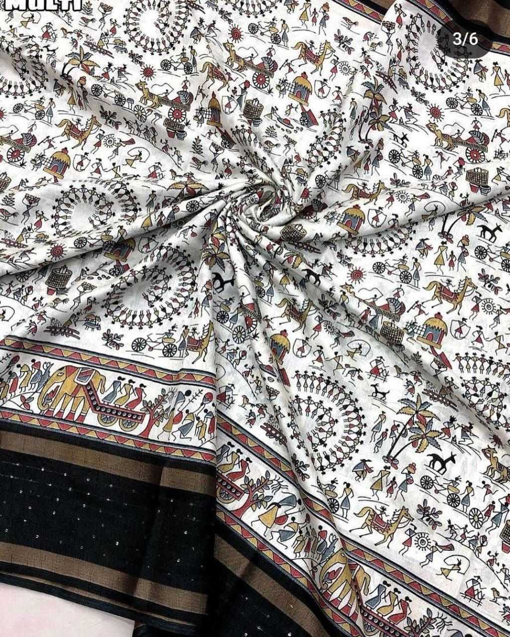 Cotton Rdm 08 Sarees  Printed Cotton Linen Kalamkari Sarees