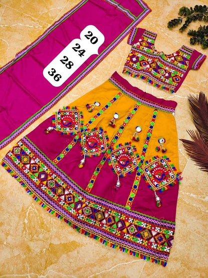 Cotton Ref Cotton Kids Wear Navratri Chaniya Choli  Kids Lehenga