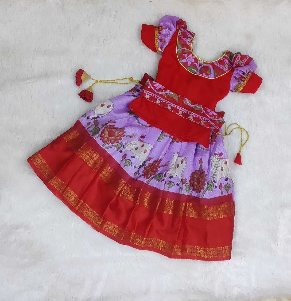 Cotton Ref  Pichwai Kalamkari  Kids Lehenga