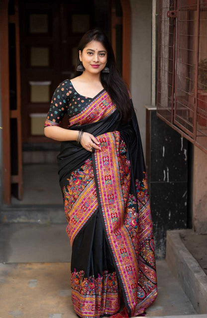 Cotton Rho 007 Sarees  Printed Cotton Linen Kashmiri Sarees