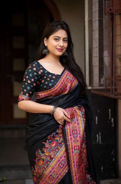 Cotton Rho 007 Sarees  Printed Cotton Linen Kashmiri Sarees