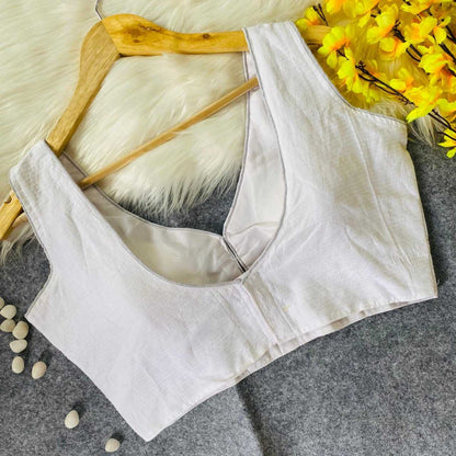 Cotton Rin139 Ldb51 Readymade Blouse  V-Neck Sleeveless Cotton Party Wear Fashion Blouse