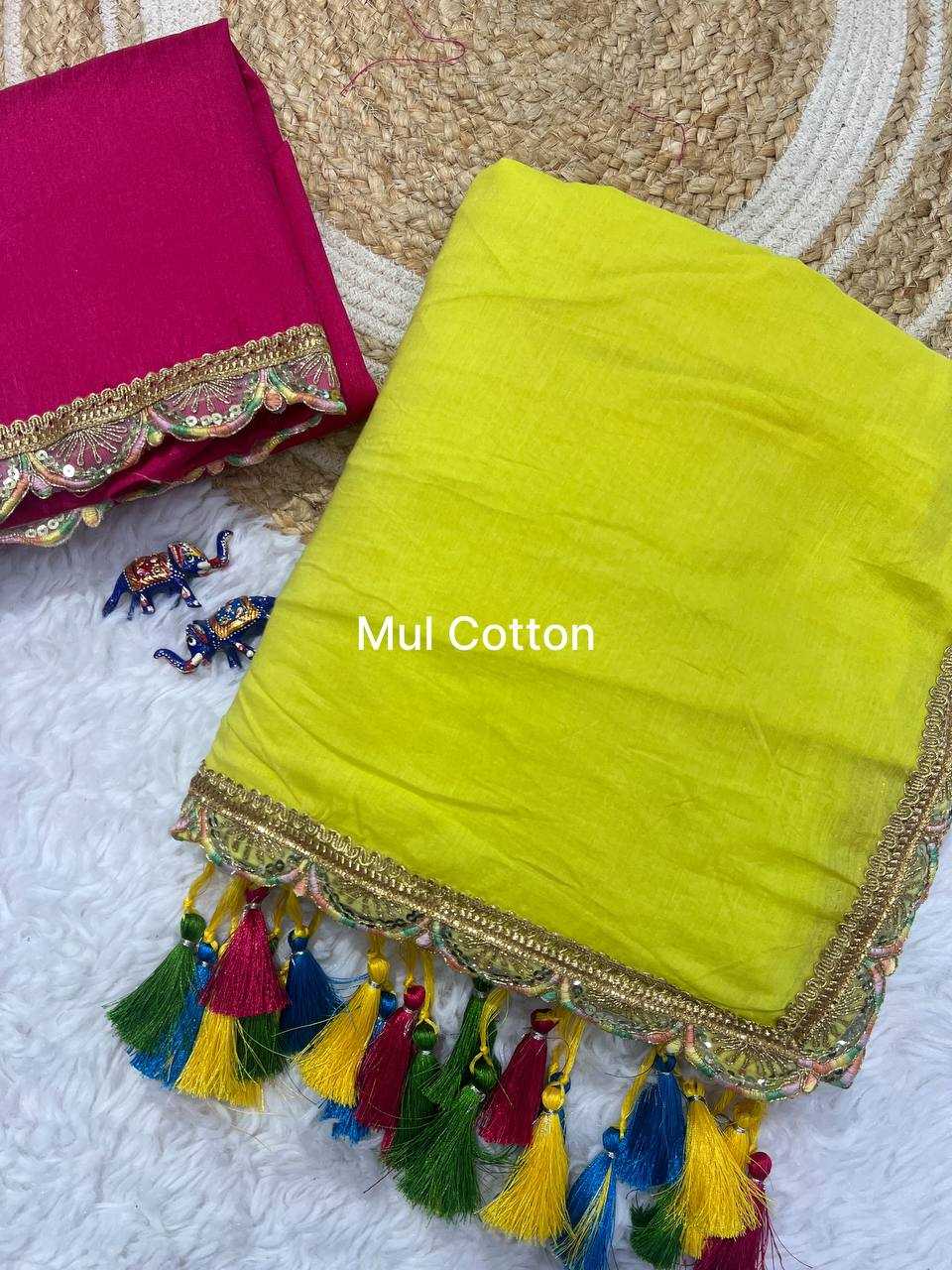 Cotton Rin189 1153 Sarees  Fancy Cotton Linen Lace Border Cutwork Sarees