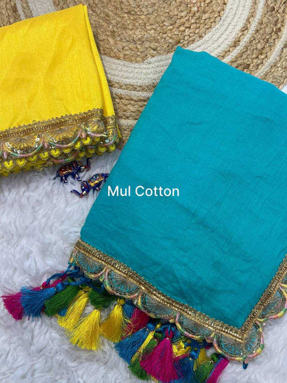 Cotton Rin189 1153 Sarees  Fancy Cotton Linen Lace Border Cutwork Sarees