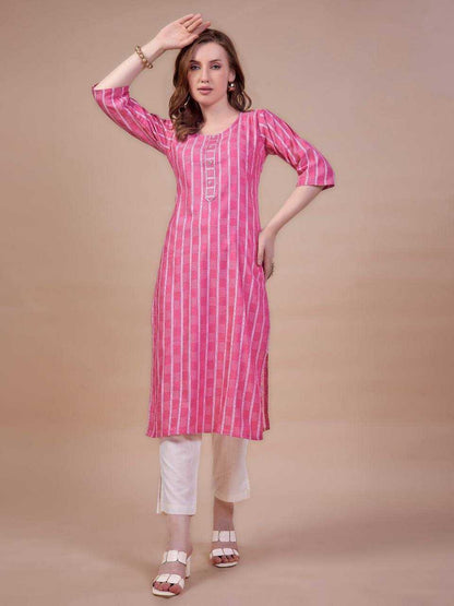 Cotton Rin200 177 Kkurtis  Casual Long Cotton Ladies Kurtis