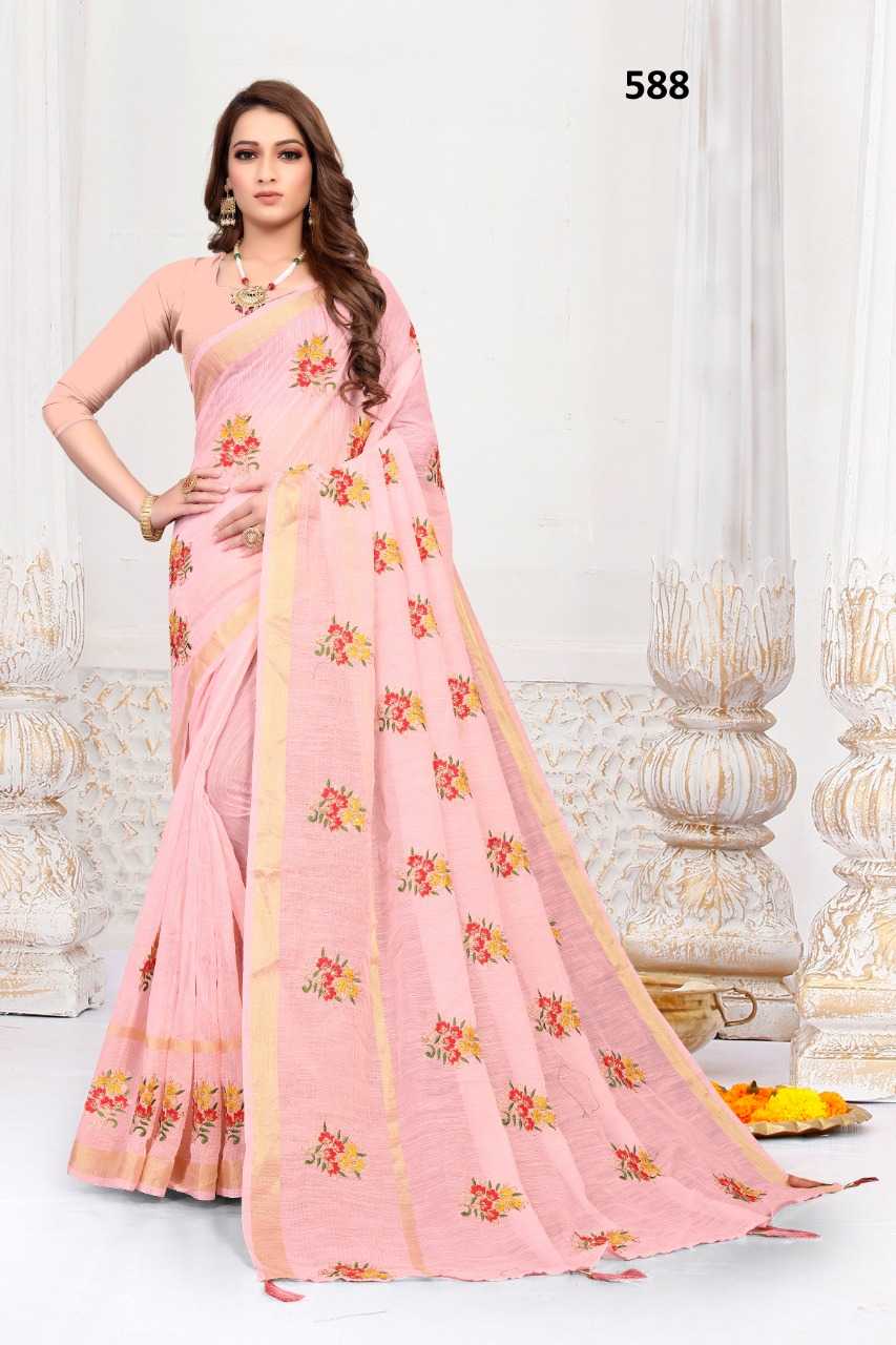 Cotton Rsrm 588 Saree  Fancy Cotton Linene Ladies Sarees