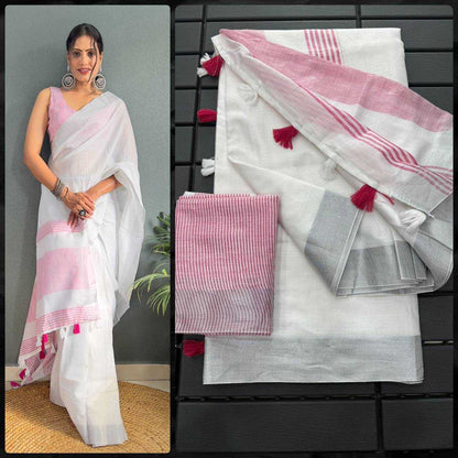 Cotton Rvr 09 Sarees  Ready To Wear Cotton Linen Plain Sarees