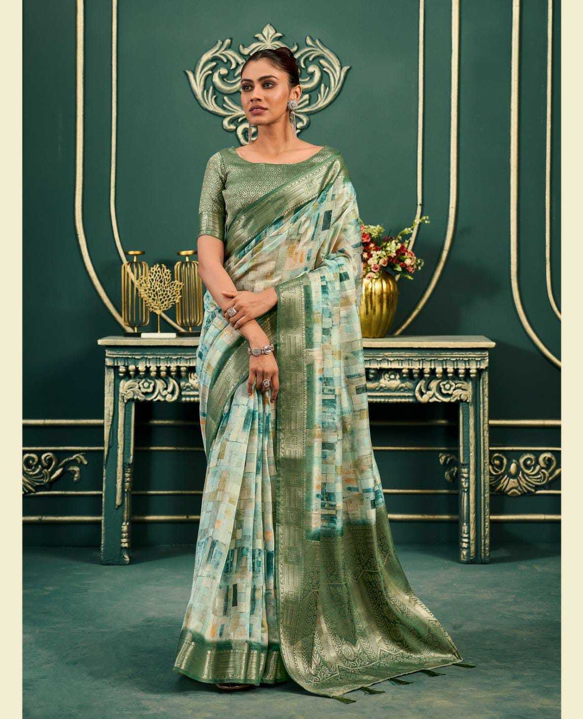 Cotton San 183000 Sarees  Printed Cotton Linen Ladies Sarees