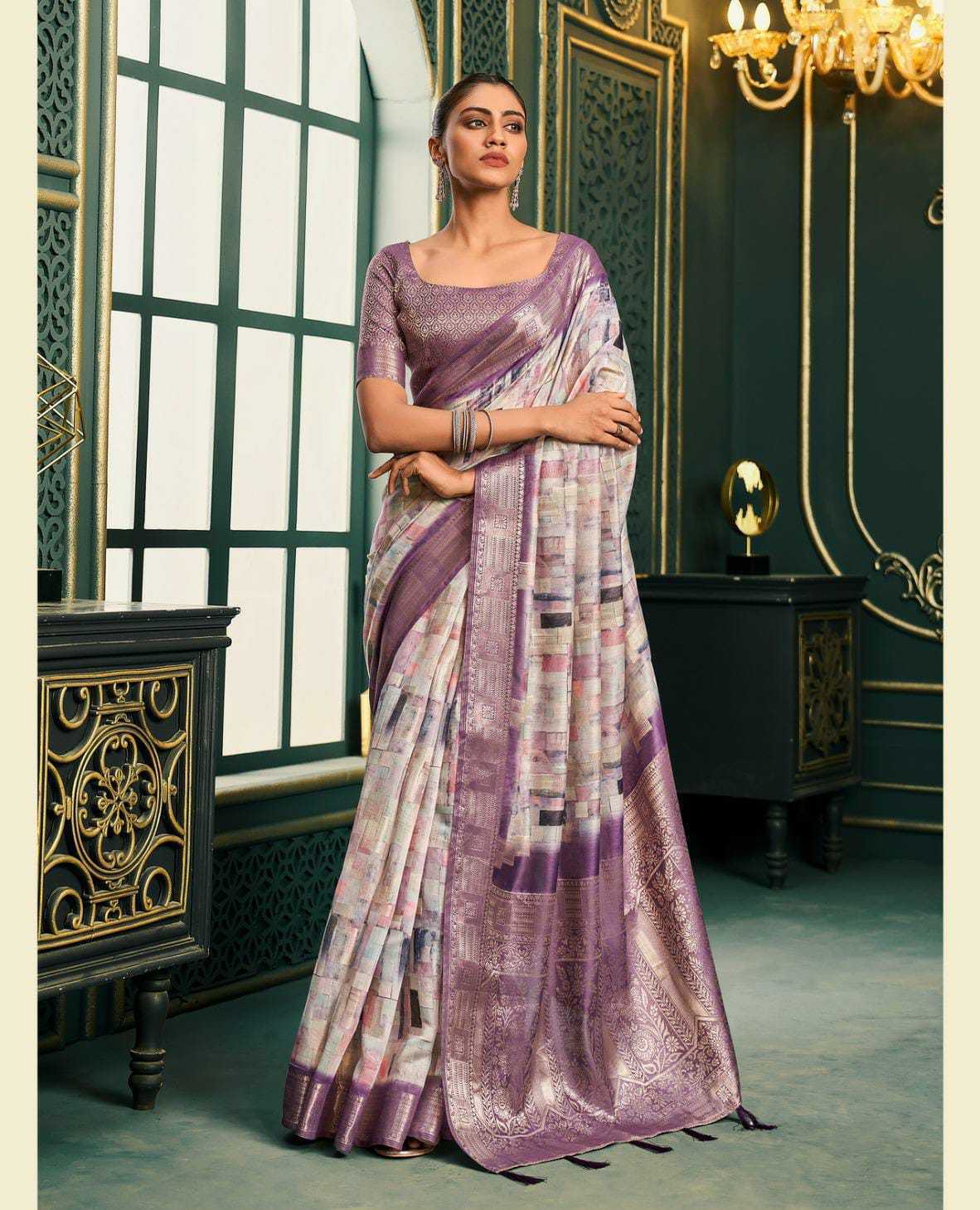 Cotton San 183000 Sarees  Printed Cotton Linen Ladies Sarees