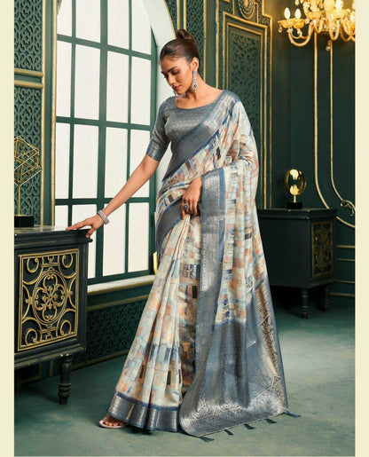 Cotton San 183000 Sarees  Printed Cotton Linen Ladies Sarees