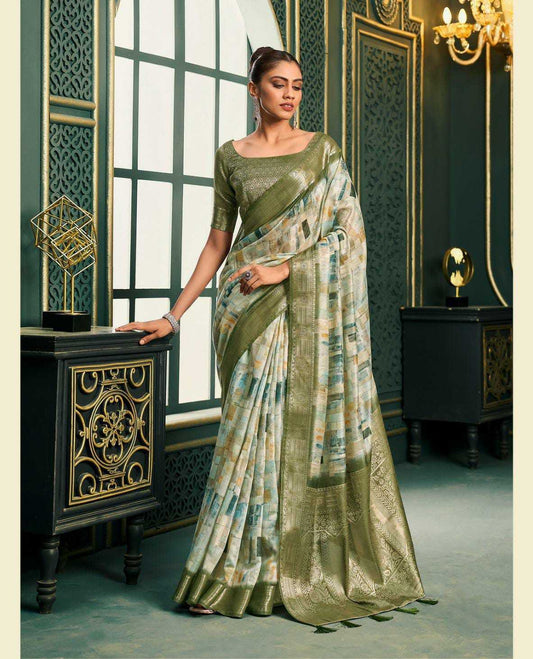 Cotton San 183000 Sarees  Printed Cotton Linen Ladies Sarees