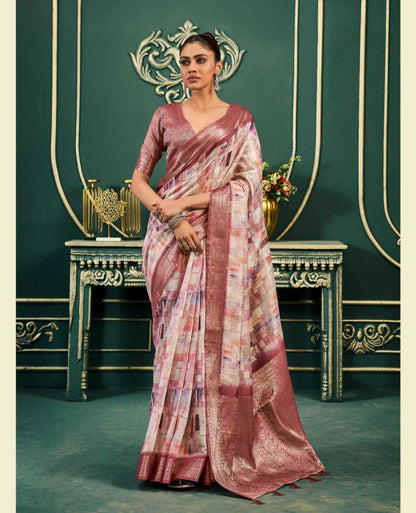 Cotton San 183000 Sarees  Printed Cotton Linen Ladies Sarees