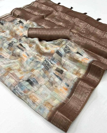 Cotton San 183000 Sarees  Printed Cotton Linen Ladies Sarees