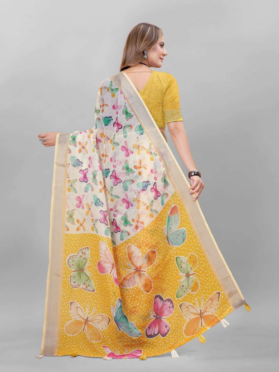 Cotton Srrt Linen Cotton1 Sarees  Printed Ladies Cotton Linen Sarees