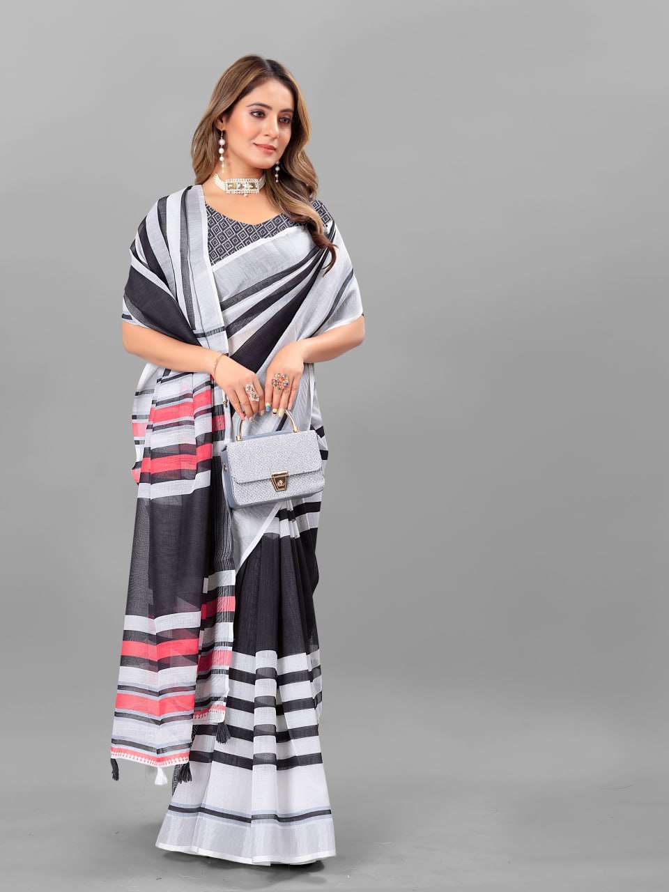 Cotton Srrt Linen Cotton2 Sarees  Printed Ladies Cotton Linen Sarees