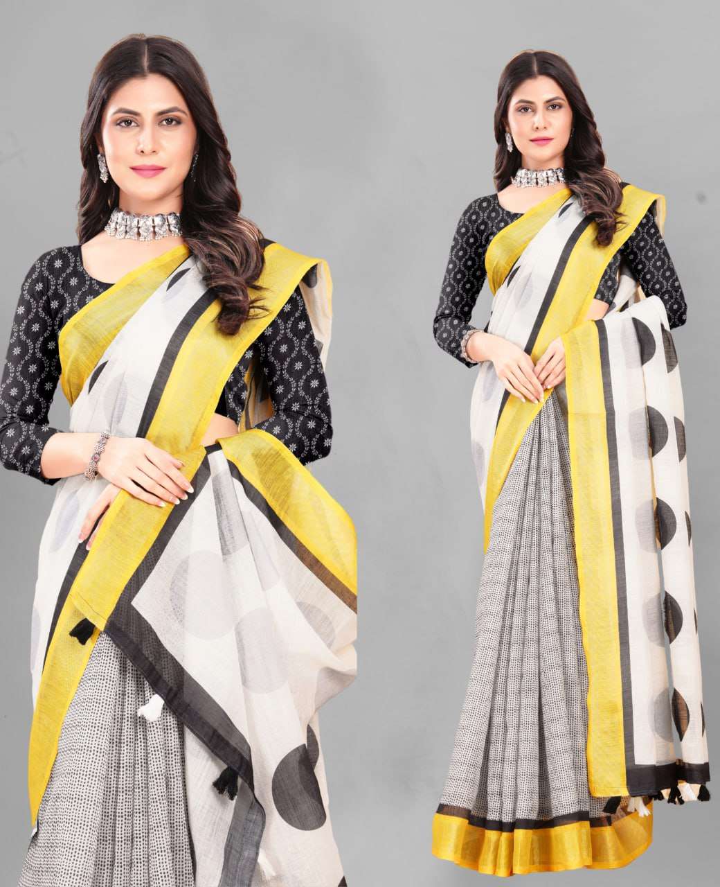 Cotton Srrt Linen Cotton5 Sarees  Printed Ladies Cotton Linen Sarees