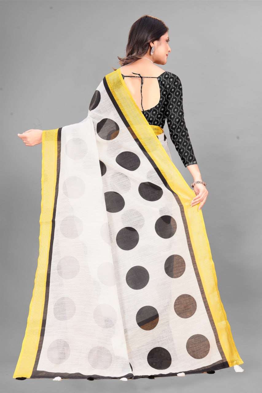 Cotton Srrt Linen Cotton5 Sarees  Printed Ladies Cotton Linen Sarees