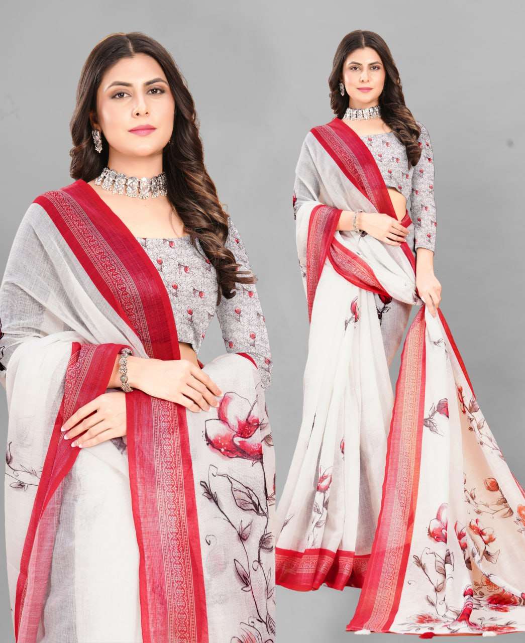 Cotton Srrt Linen Cotton9 Sarees  Printed Ladies Cotton Linen Sarees