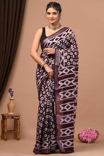 Cotton Vad 25 Sarees  Printed Ladies Cotton Linen Sarees