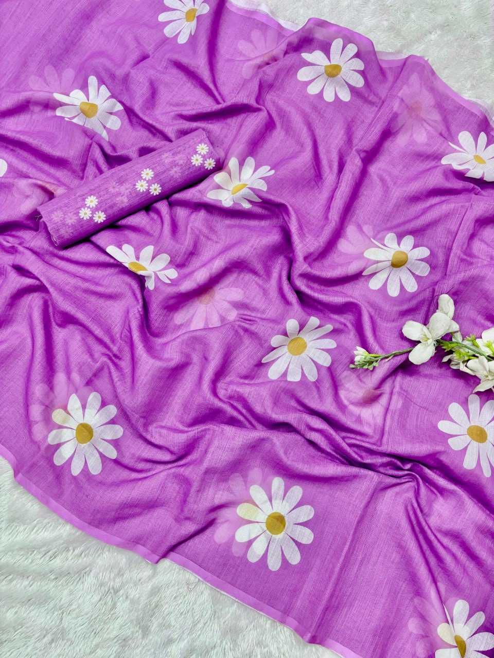 Cotton Vad Champa Sarees  Fancy Printed Cotton Linen Sarees