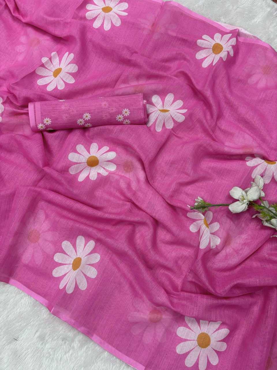 Cotton Vad Champa Sarees  Fancy Printed Cotton Linen Sarees