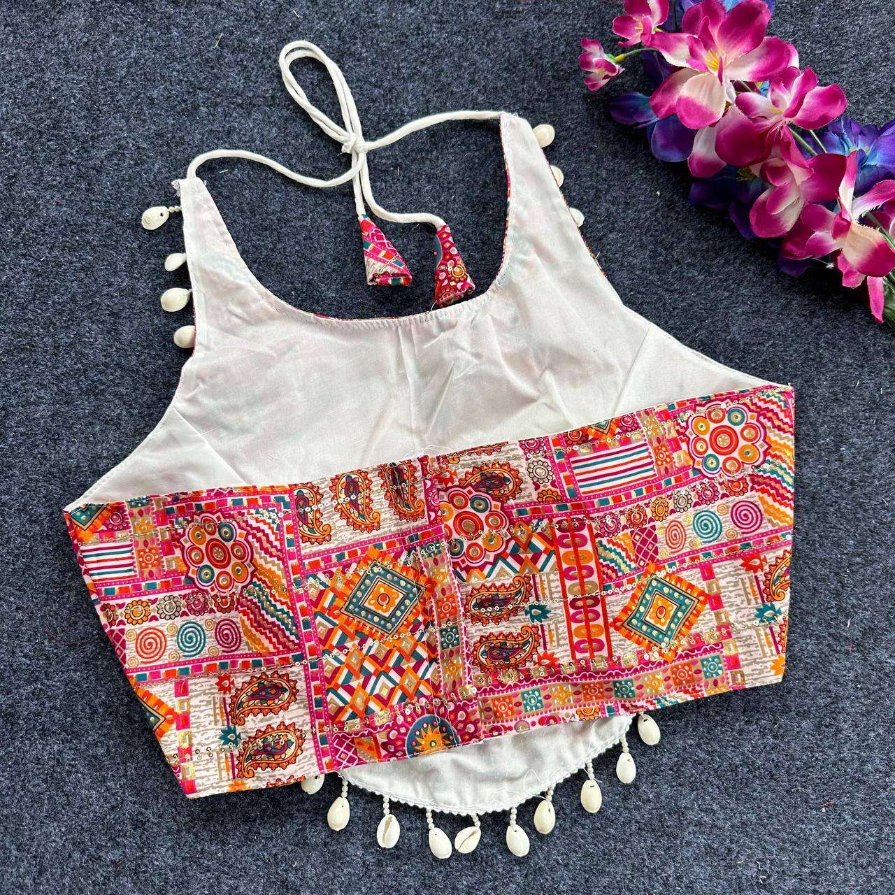 Cotton Wmf 07 Readymade Blouse  Printed Sleeveless Cotton Kutch Work Blouse