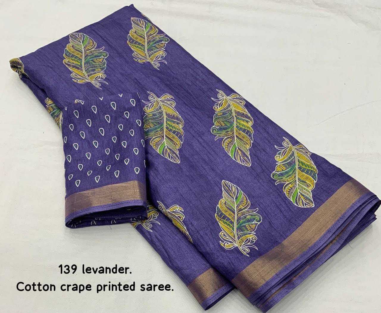 Crepe Kesh118 139 Sarees  Printed Cotton Linen Ladies Sarees