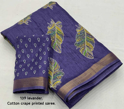 Crepe Kesh118 139 Sarees  Printed Cotton Linen Ladies Sarees