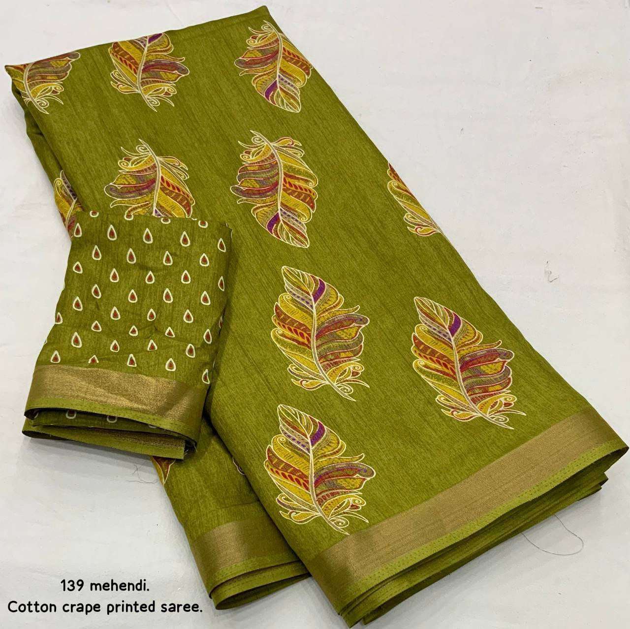 Crepe Kesh118 139 Sarees  Printed Cotton Linen Ladies Sarees