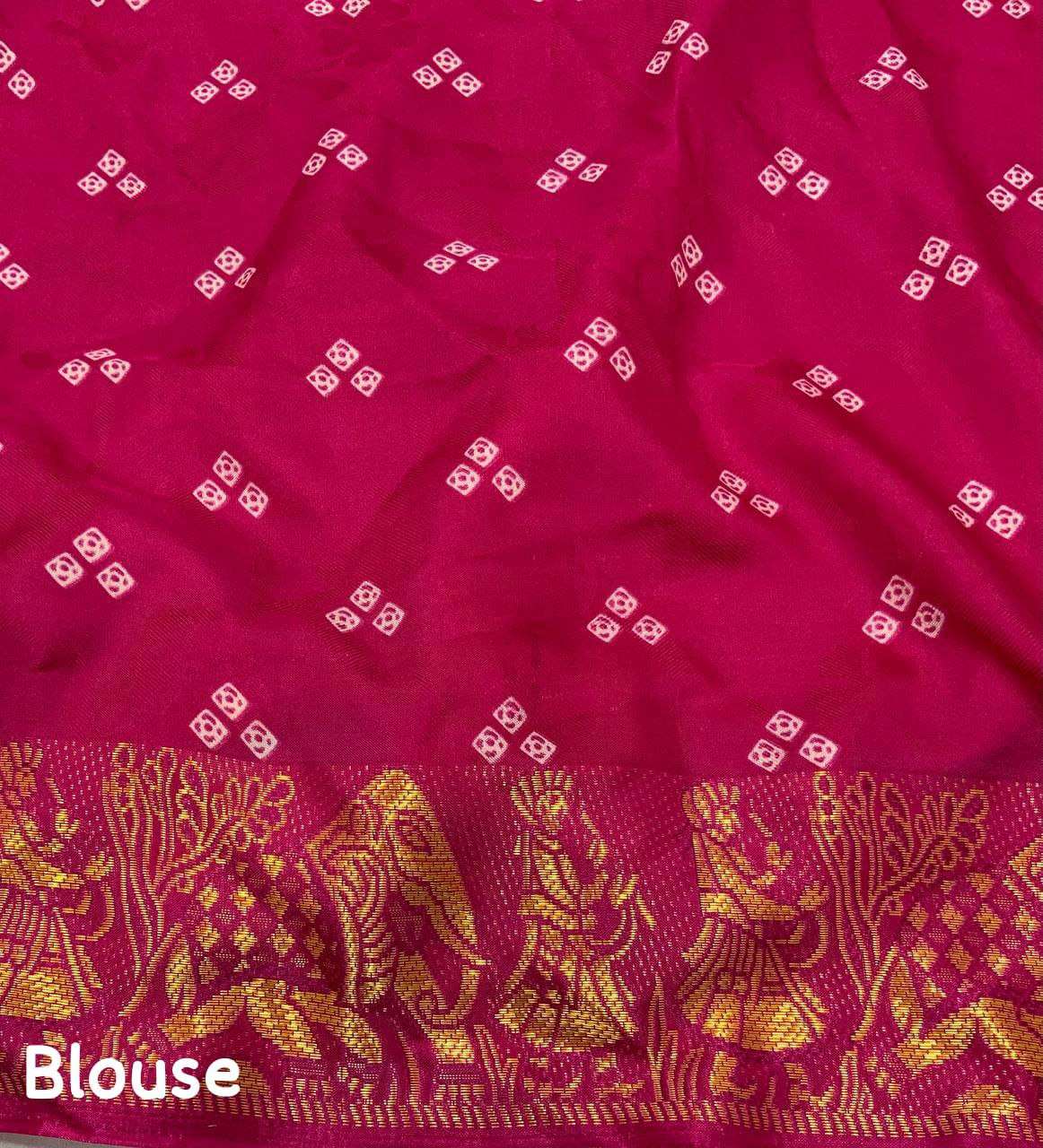 Crepe Kesh118 142 Sarees  Ladies Bandhani Bandhej Zari Border Sarees