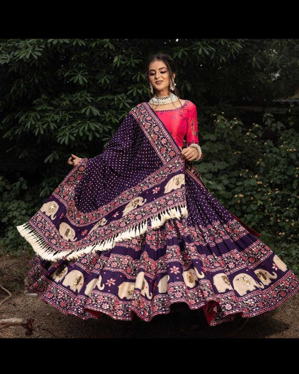 Crepe Rin141 485 Lehengas  Traditional Printed Navratri Chaniya Choli Lehengas