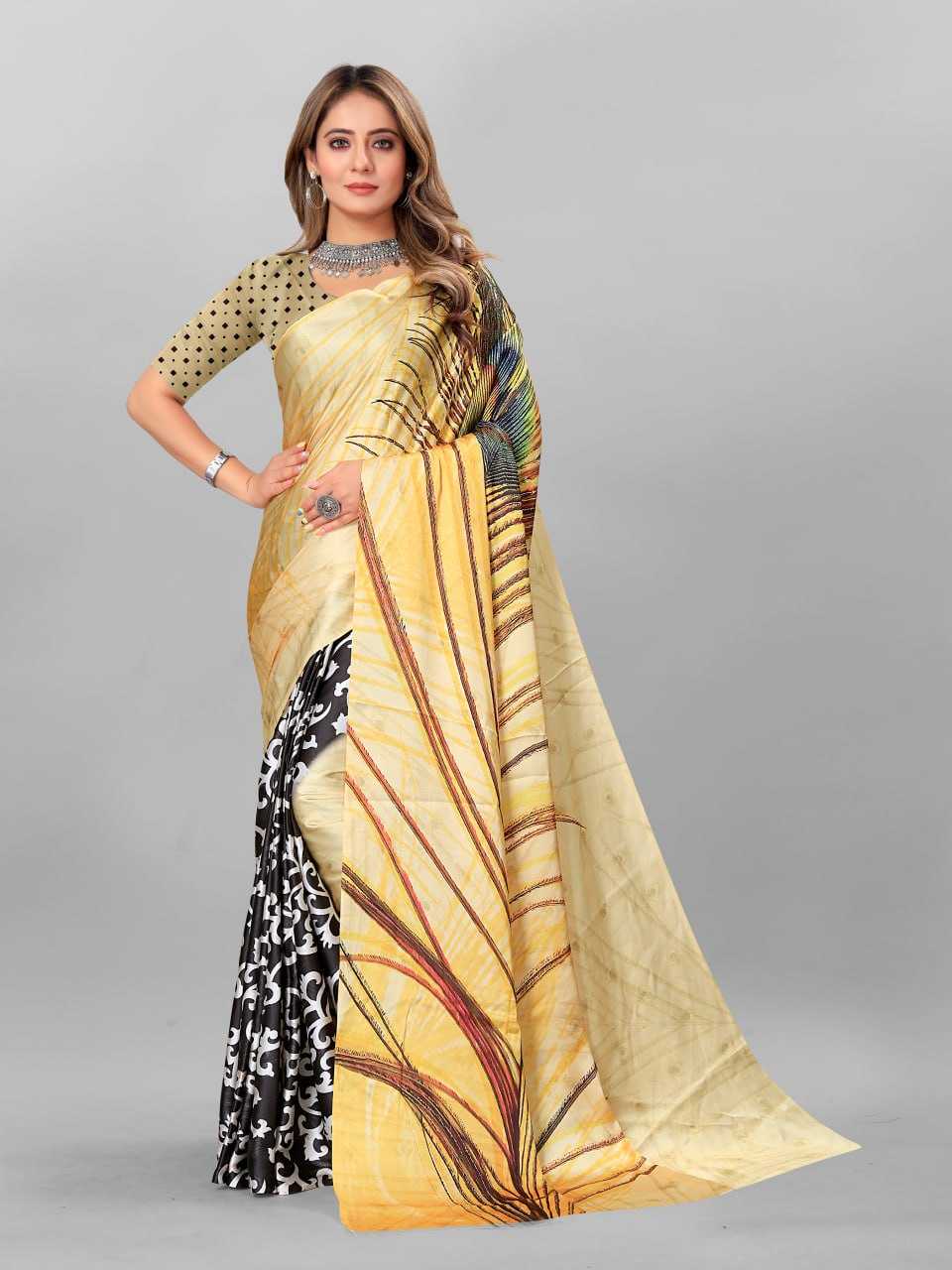 Crepe Srrt Japan Crape1 Sarees  Printed Ladies Crepe Satin Sarees