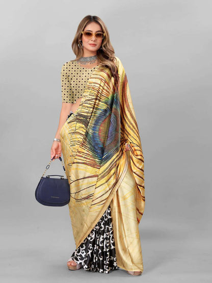 Crepe Srrt Japan Crape1 Sarees  Printed Ladies Crepe Satin Sarees