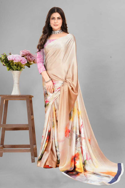 Crepe Srrt Japan Crape10 Sarees  Printed Ladies Crepe Satin Sarees