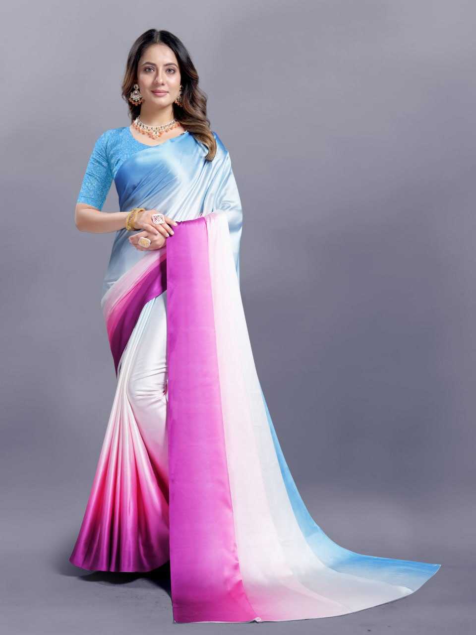 Crepe Srrt Japan Crape10 Sarees  Printed Ladies Crepe Satin Sarees