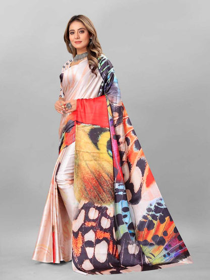 Crepe Srrt Japan Crape2 Sarees  Printed Ladies Crepe Satin Sarees