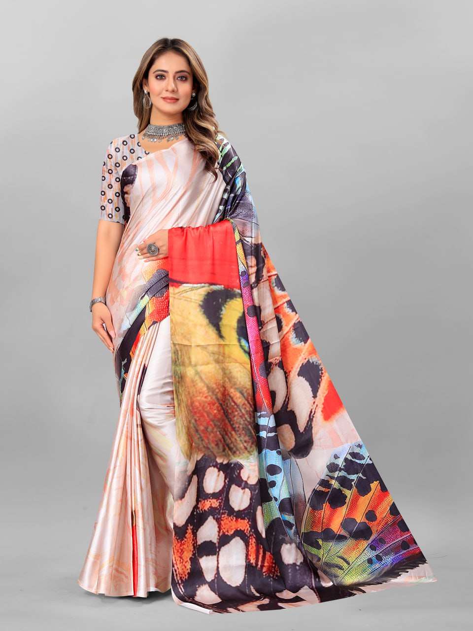 Crepe Srrt Japan Crape2 Sarees  Printed Ladies Crepe Satin Sarees