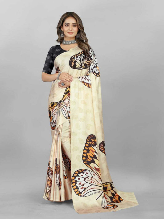 Crepe Srrt Japan Crape3 Sarees  Printed Ladies Crepe Satin Sarees