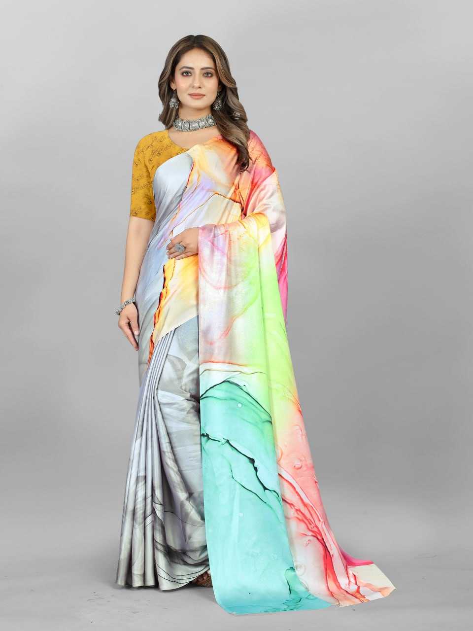 Crepe Srrt Japan Crape3 Sarees  Printed Ladies Crepe Satin Sarees