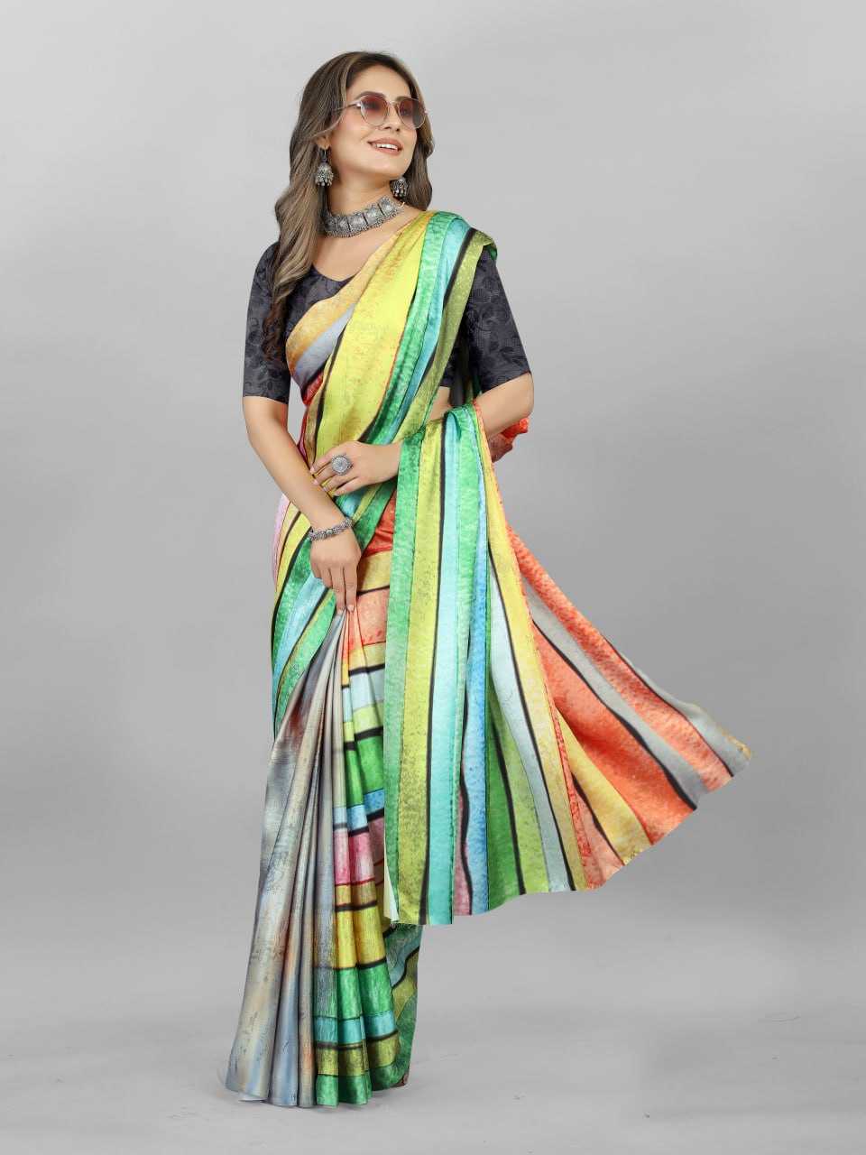 Crepe Srrt Japan Crape3 Sarees  Printed Ladies Crepe Satin Sarees