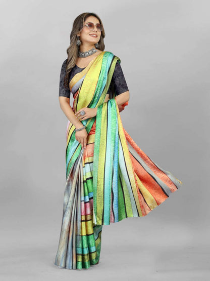 Crepe Srrt Japan Crape3 Sarees  Printed Ladies Crepe Satin Sarees