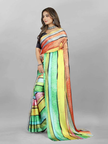 Crepe Srrt Japan Crape3 Sarees  Printed Ladies Crepe Satin Sarees