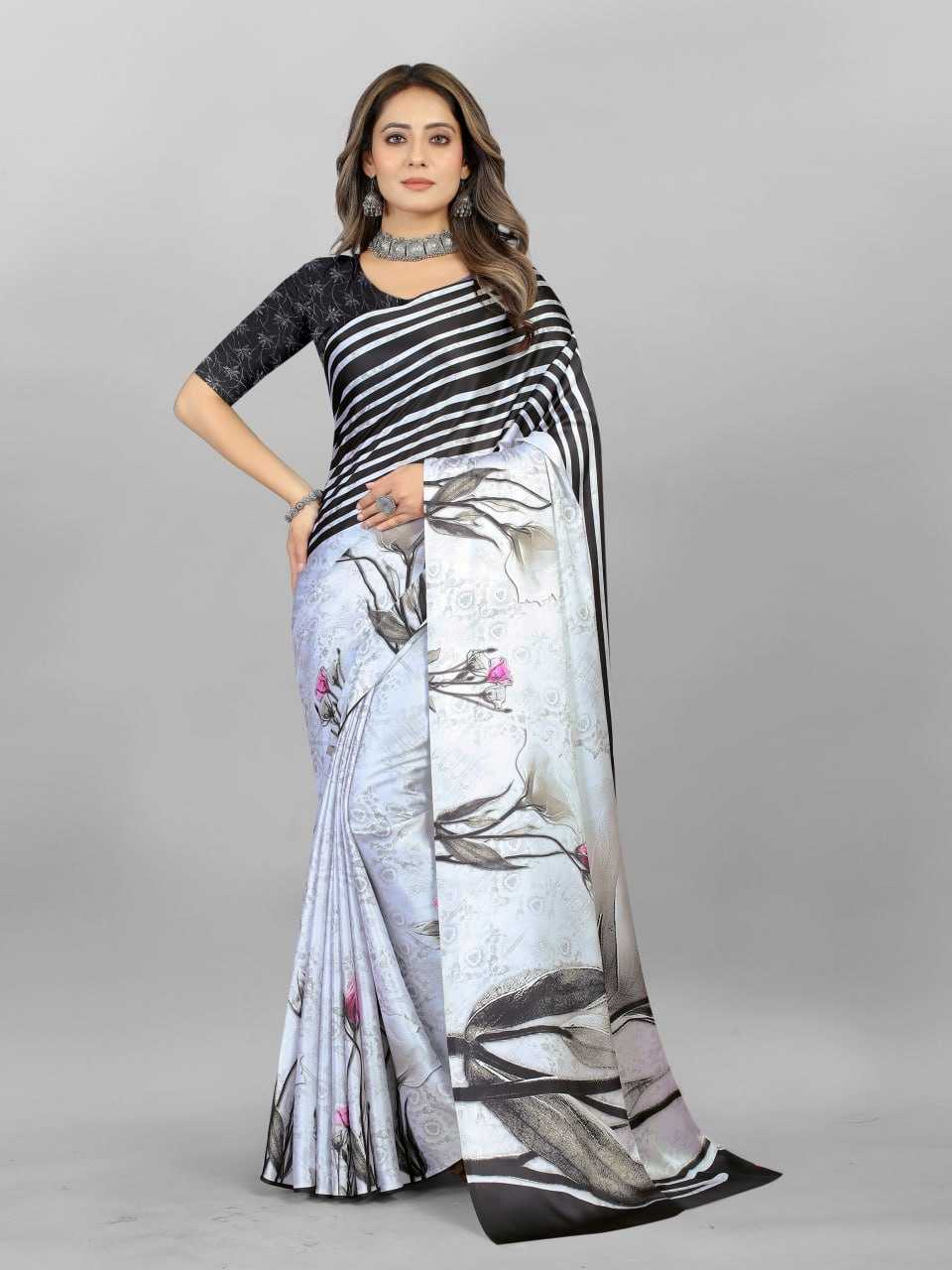 Crepe Srrt Japan Crape4 Sarees  Printed Ladies Crepe Satin Sarees