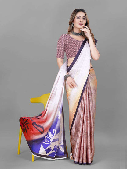 Crepe Srrt Japan Crape4 Sarees  Printed Ladies Crepe Satin Sarees