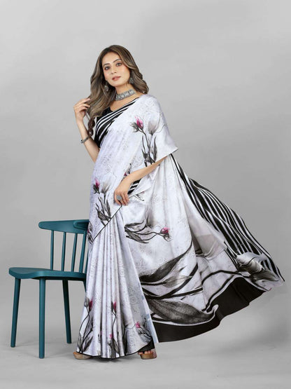 Crepe Srrt Japan Crape4 Sarees  Printed Ladies Crepe Satin Sarees