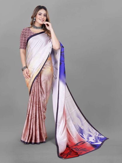 Crepe Srrt Japan Crape4 Sarees  Printed Ladies Crepe Satin Sarees