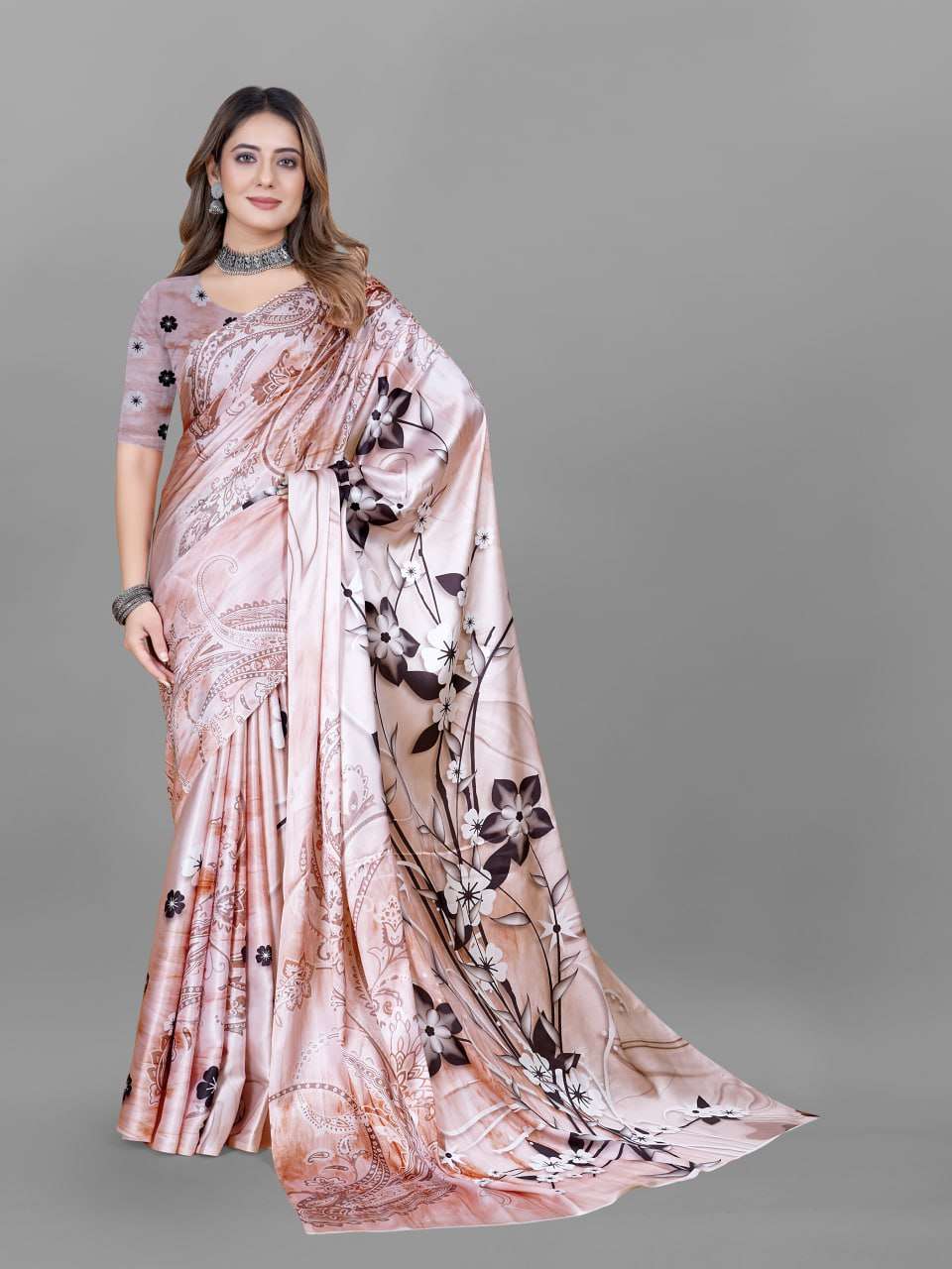 Crepe Srrt Japan Crape4 Sarees  Printed Ladies Crepe Satin Sarees