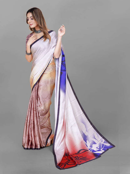 Crepe Srrt Japan Crape4 Sarees  Printed Ladies Crepe Satin Sarees