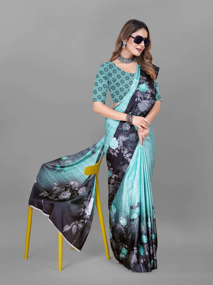 Crepe Srrt Japan Crape5 Sarees  Printed Ladies Crepe Satin Sarees