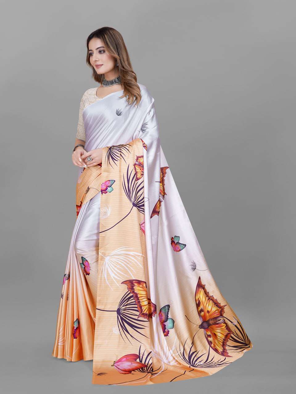 Crepe Srrt Japan Crape5 Sarees  Printed Ladies Crepe Satin Sarees